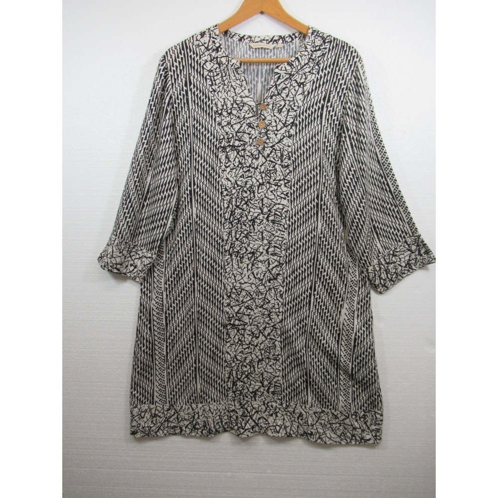 Soft Surroundings Raven Dress Women XL Knee Length 3/4 Sleeve V-neck Loose